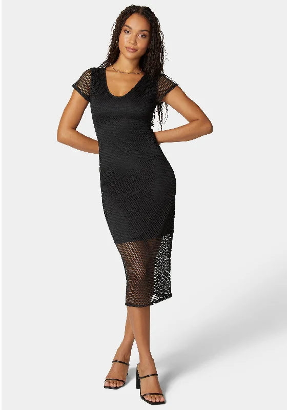 Cap Sleve Fishnet Dress