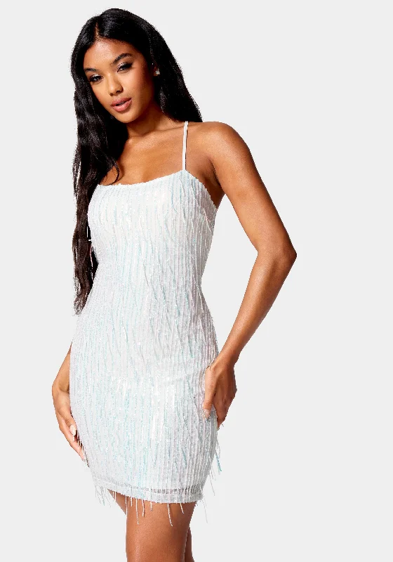 Sequin Lace Up Back Dress