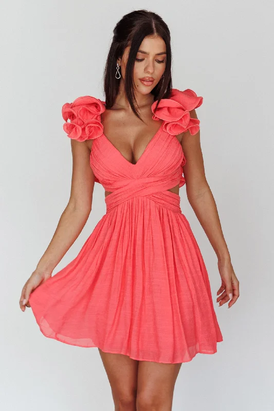 Adagio Lace-Up Back Mini Dress Flamingo