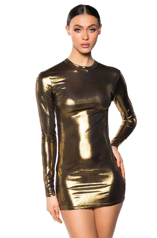 PARTY IN THE BACK METALLIC MINI DRESS