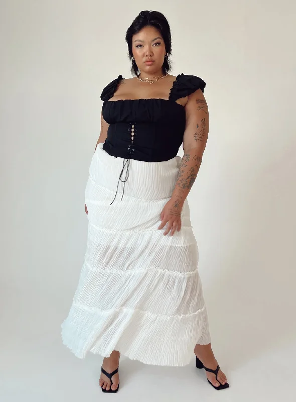 Sun Down Mid Rise Maxi Skirt Curve White