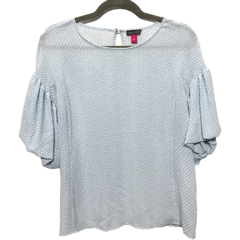 Blue & White Blouse Short Sleeve Vince Camuto, Size S