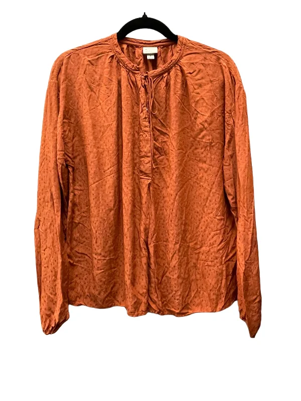 Brown Blouse Long Sleeve A New Day, Size M