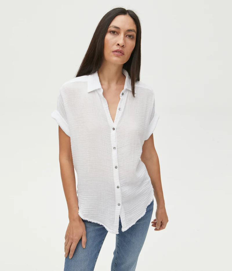 Bailey Gauze Button Down Shirt - White