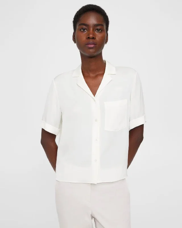 Camp Silk Georgette Shirt - Ivory