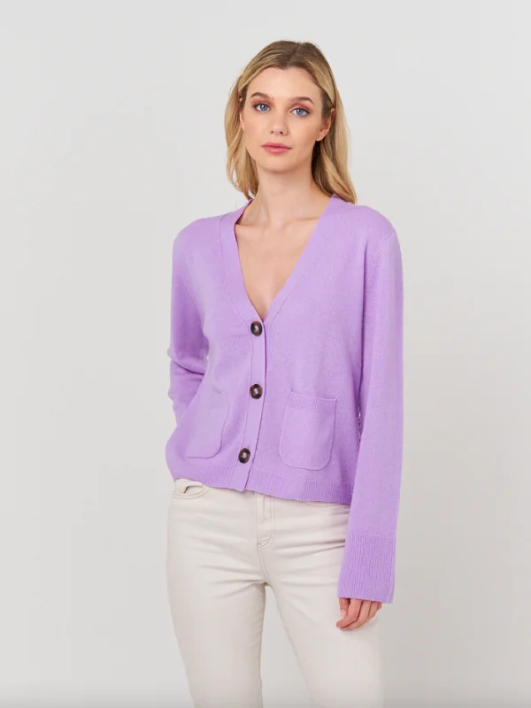 Crochet Back Cardi - Lilac