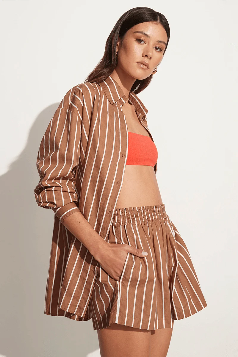 Daija Shirt Adia Stripe Print - Hazelnut