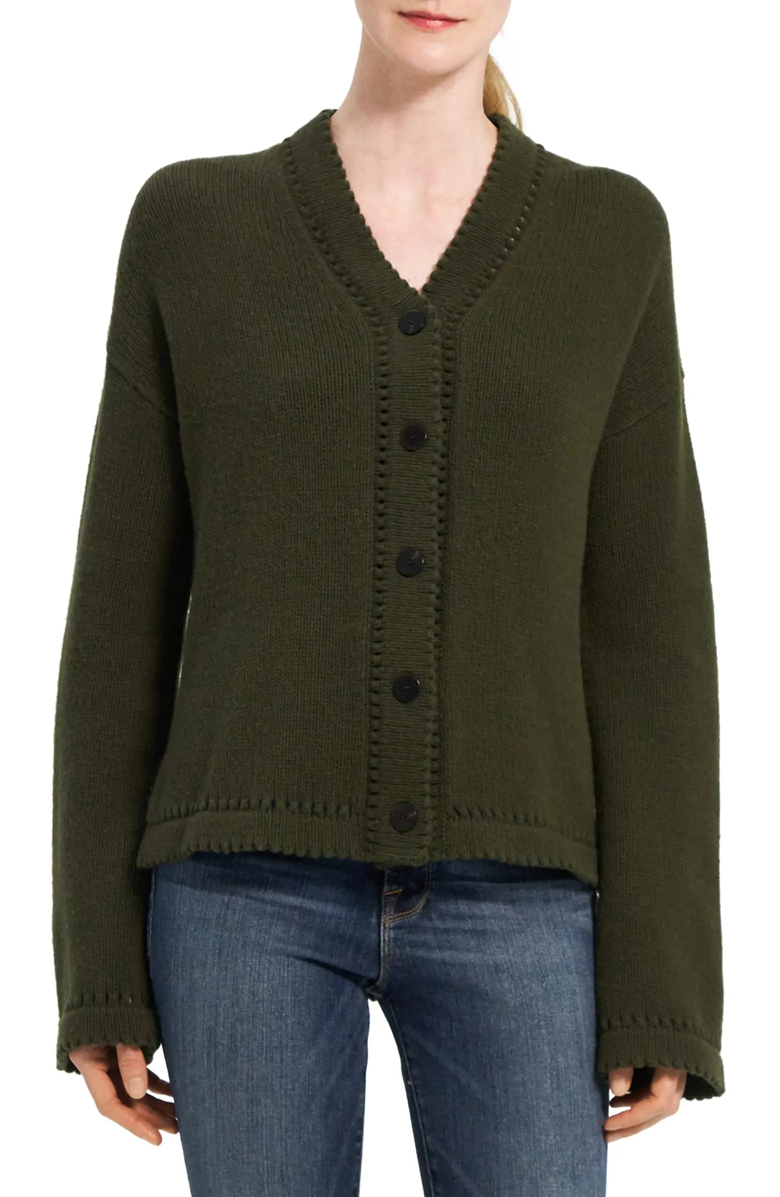 Karenia High Low Wool Cardigan - Dark Rosemary