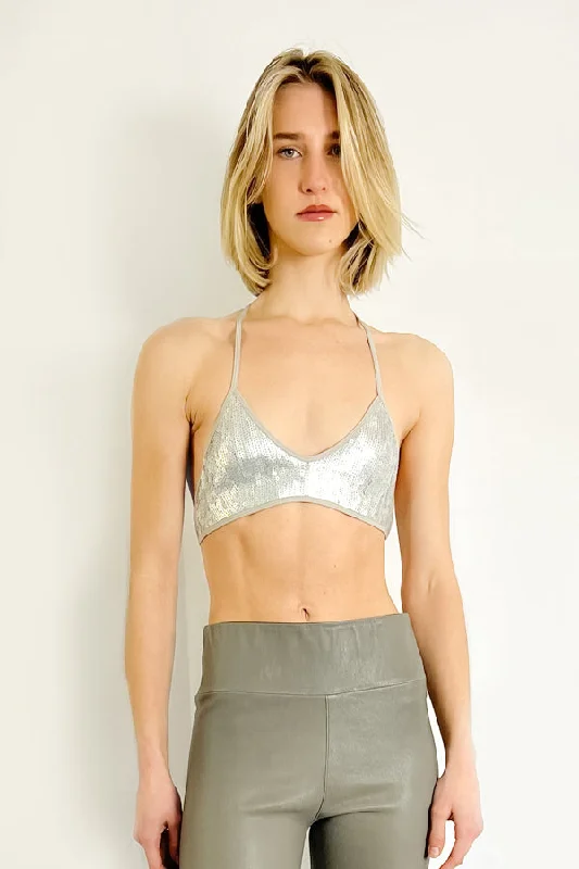 Paloma Sequin Bra - Silver