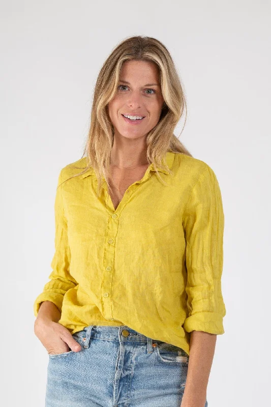 Romy Linen Shirt - Golden Olive