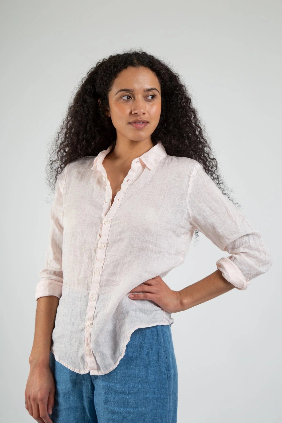 Romy Linen Shirt - Light Pink