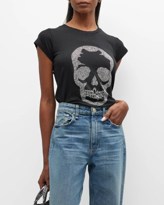 Skinny Skull Strass Short-Sleeve T-Shirt - Noir