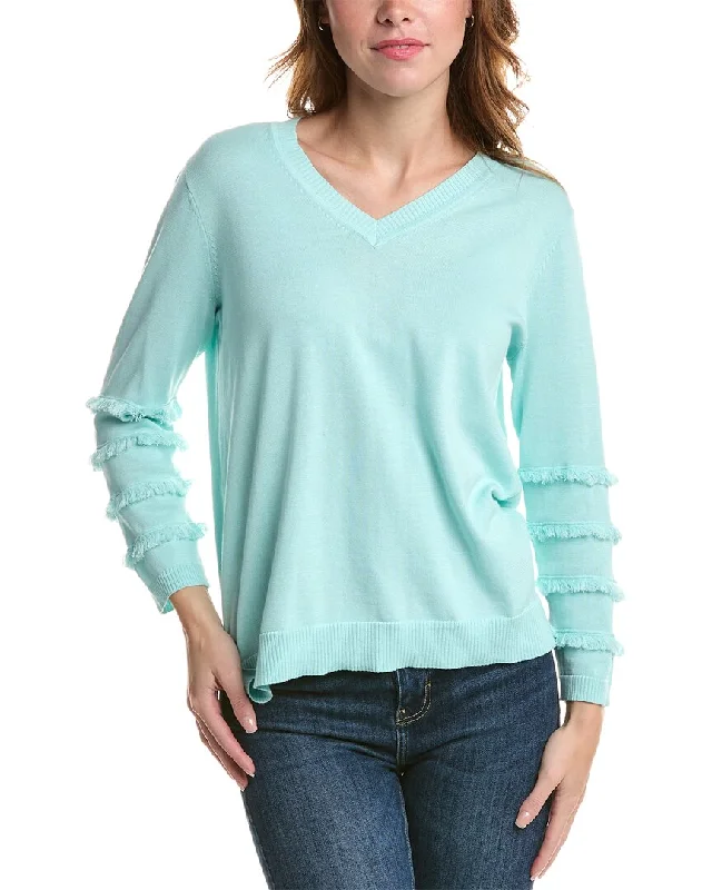 Edinburgh Knitwear Fringe V-Neck Sweater