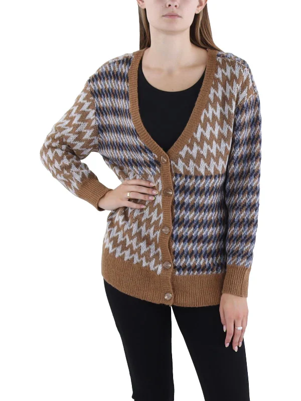 Enzo Cardi Womens Cardigan Ribbed Button-Up