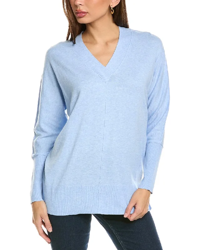 Forte Cashmere Crossover Easy V-Neck Cashmere-Blend Sweater