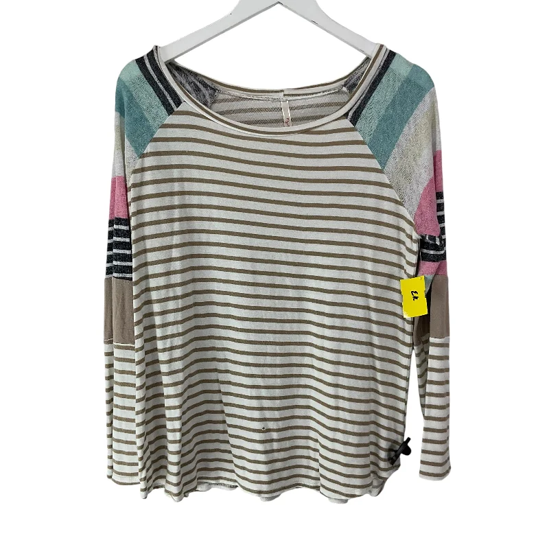 Top Long Sleeve By My Story In Striped Pattern, Size: M