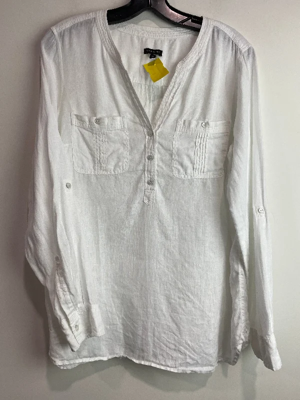 Top Long Sleeve By Talbots In White, Size: M