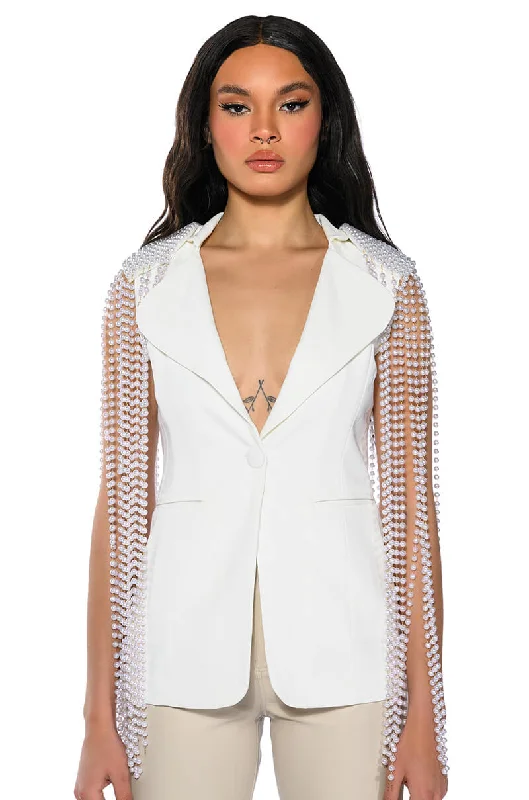 LA MODA PEARL SHOULDER PAD BLAZER